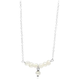 Weiße Süßwasserzuchtperlen-Silbercollier (Joias do Paraíso)