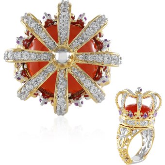 Roter Chalzedon-Silberring (Gems en Vogue)