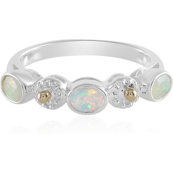 Welo-Opal-Silberring mit Gold (Granulieren)