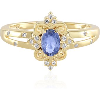 Nicht erhitzter Blauer Ceylon-Saphir-Silberring