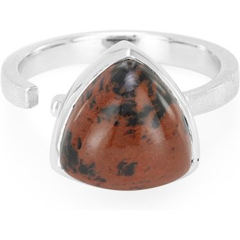 Mahagoni-Obsidian-Silberring