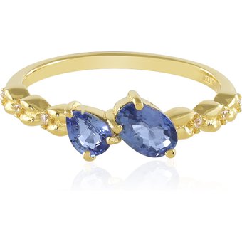 Nicht erhitzter Blauer Ceylon-Saphir-Silberring