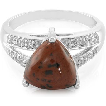 Mahagoni-Obsidian-Silberring