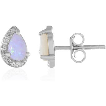 Australischer Opal-Silberohrringe