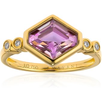Pinkfarbener Diaspor-Goldring (AMAYANI)