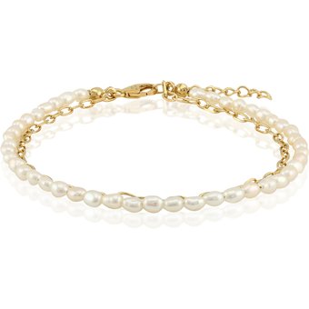 Weiße Süßwasserzuchtperlen-Silberarmband
