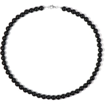 Schwarzer Onyx-Silberhalskette