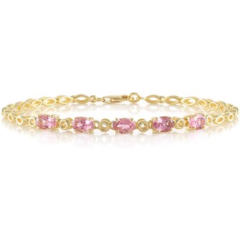 Nigerianischer Pinkfarbener Turmalin-Silberarmband