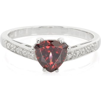 Roter Zirkon-Silberring