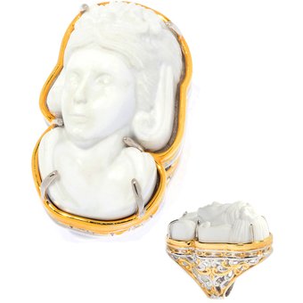 WeiĂźer Achat-Silberring (Gems en Vogue)