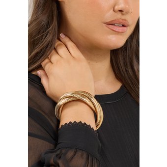 Yours Gold Tone Stretch Twisted Bracelet Size One Size