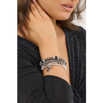 Yours 4 Pack Silver Tone Beaded Stretch Charm Bracelets Size One Size
