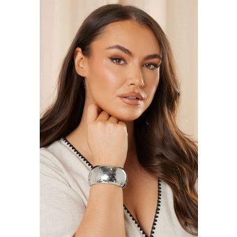 Yours Silberfarbenes, Strukturiertes Armband Mit Scharniersize One Size