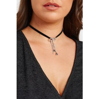 Yours Choker In Silber Mit Strassschleifenanhängersize One Size