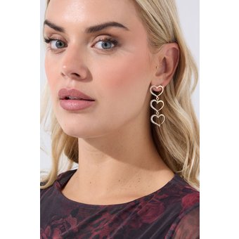 Yours Gold Tone Diamante Heart Drop Earrings Size ONE
