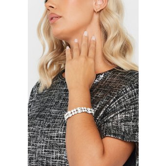 Yours Elastisches Armband In Silber Mit Strasssize One Size