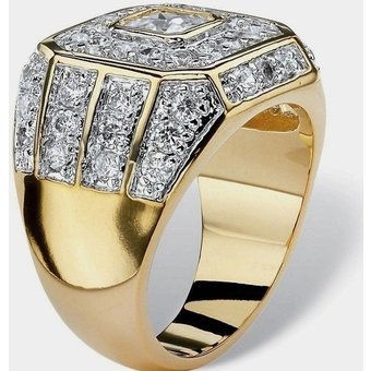 Unisex men's gold plated zircon ring hot trend jewelry hip hop ring best selling