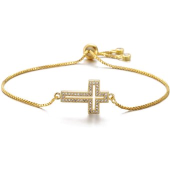 New Cross Bracelet Zircon Micro Pave Hollow Design Women's Waterproof Non-Allergenic