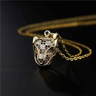2022 Fashion Gold Color Leopard Head Pendant Necklace For Women Men Cubic Zirconia Jewelry Female Accessories