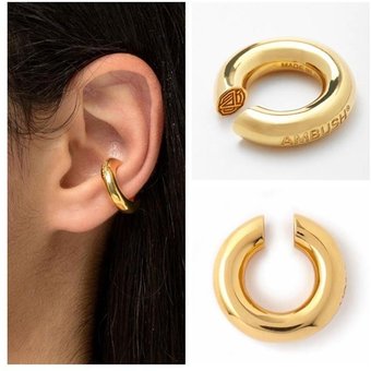 Designer's niche sterling silver ring gold ear clip cold wind simple metal men's and women's trend earrings all matching earrings