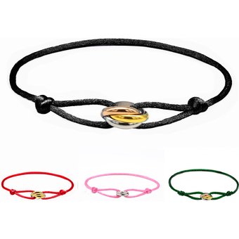 Designer Hand Woven Couple Stainless Steel DIY Bracelet With Color And Three Ring Adjustable Bracelet, Women's