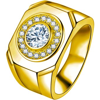 Domineering, Dazzling, Smooth Circular Ring, Thick And Wide Edition Clock With Diamond Inlay, Business Owner Men's Ring