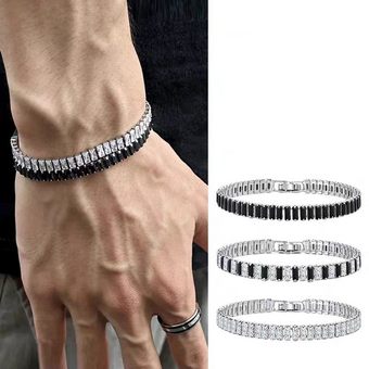 Titanium Zircon Men Stainless Steel Men's Tennis Bracelet Women's Jewelry