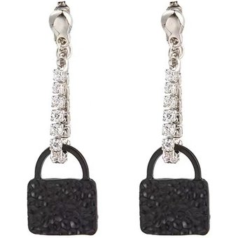 Women's Earrings Light luxury senior sense flash diamond black handbag earrings ins personality temperament earrings female cold wind niche earrings