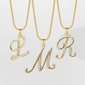 Bohemian Ethnic Retro Women Necklace Letters Creative Simple Alloy Diamond Snake Chain Gold Necklace Premium Clavicle Chain Women