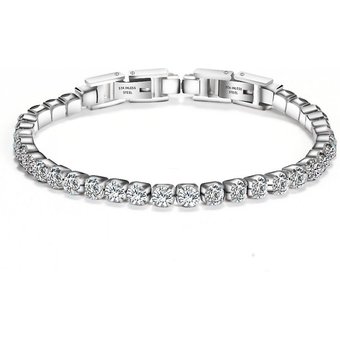 2PCS Adjustable And Detachable Titanium Double Button Zircon Bracelet, Women's Stainless Steel Simple Tennis Chain,
