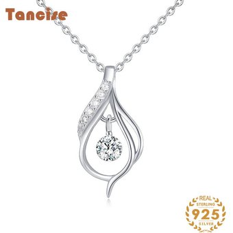 Tancise S925 Sterling Silver Classic Romantic Pendant Necklace Women's One Carat Temperament Versatile Necklace