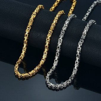 Men's Chain 20" 23" 26" Male Corrente Gold Color Stainless Steel Necklace Byzantine Chains For Men Jewelry