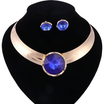 Necklace Pendant Chunky Luxury Choker Unique Crystal Statement Necklace Earring Women Party Jewelry Sets