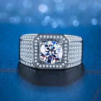 S925 sterling silver new creative domineering men's starry sky moissanite ring