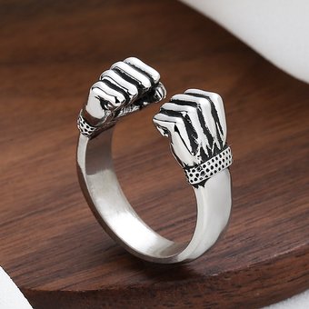 Heavy Attack, Personality Power Fist Male Hip Hop Trendy Person Ring, Fitness Hiphop Street Single