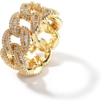 Men And Women's Jewelry - Cuban Moon Hip Hop Ring With Square CZ Stones, Geometric Design, Sizes 7-10 The Same Moon Shaped Cuban Ring