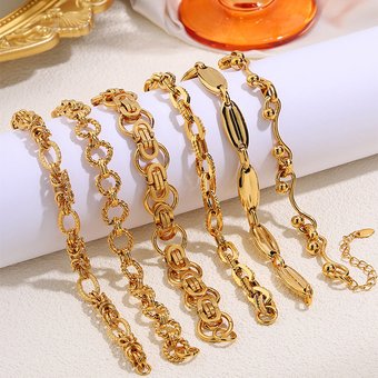 New Titanium ING Style Electroplated Real Gold Stainless Steel Elegant Men's DIY Bracelet