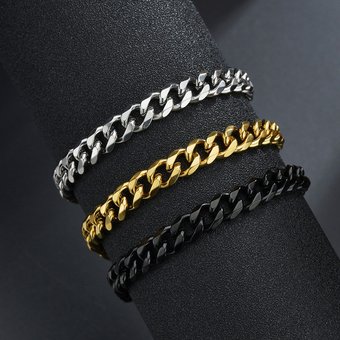 Hot Selling Six-Sided Stainless For Men And Women, Ins Style Hip-Hop Titanium Steel Personality Cuban Chain Bracelet