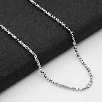 Square Hundred Steel Necklace With Titanium Chain Accessories Stainless DIY Women's Jewelry Pearl Men's