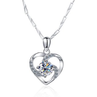 Tancise Sterling Silver 0.8Carat Moissanite Diamond Heart Pendant Necklace For Women Sparkling Jewelry Valentine Gifts