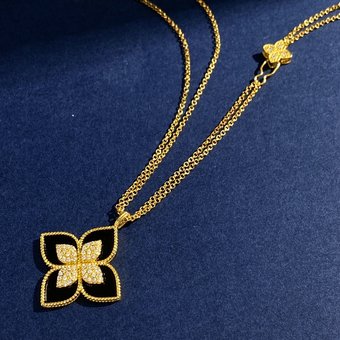 Necklace 1pc new exquisite copper gold-plated diamond flower inlaid diamond long double chain sweater chain women