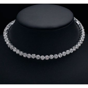 Fashionable Hot selling Full Bridal Jewelry Elegant Shining Water Diamond Single Row Necklace 5425 for Women