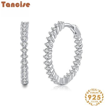 Tancise Silver Zircon Earrings Drop Earrings For Women Wedding Party Gifts