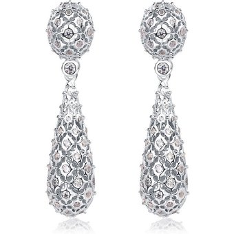 Hollow Shining Zircon Earrings For Women S925 Silver Full Of Colored Gemstones Water Drop Earrings Fashion All Match