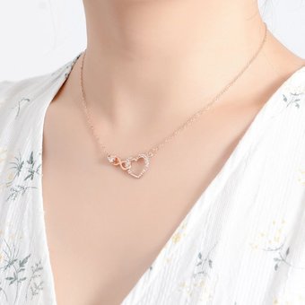 Love Knot Necklace For Women, Temperament Heart Shaped Clavicle Chain, Simple Valentine's Day Pendant Jewelry