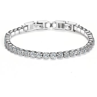 2PCS Adjustable and detachable titanium double button zircon bracelet, women's stainless steel simple tennis chain,
