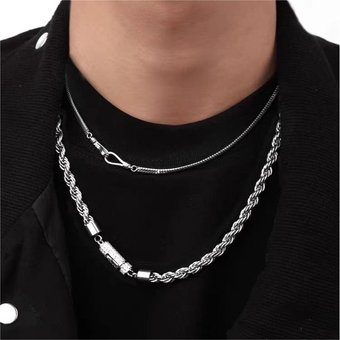 Diamond Buckle 6Mm Stainless Steel Chain Twist Chain Men And Women Necklace Hip Hop Jewelry Titanium Steel Necklace