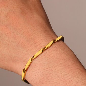 Hot Selling Stainless Steel Bamboo Knot Claw Handmade Rhombus Chain Couple Fashion Hip Hop Style Bracelet Accessories
