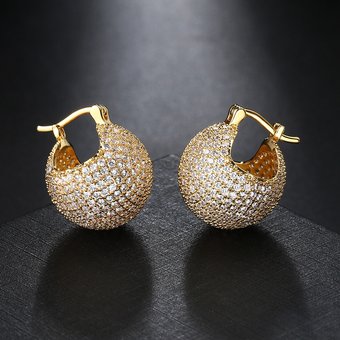 Unisex popular full diamond ball earrings for women with micro inlaid zircon trendy hip hop ear buckles new earrings