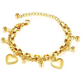Women's Jewelry Fashion Multi Layer Stainless Bracelet Round Bead Love Titanium Steel